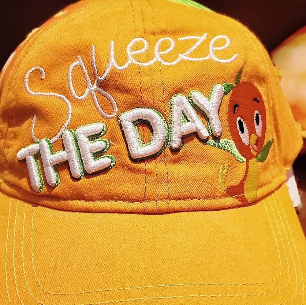 DISNEY PARKS ORANGE BIRD SQUEEZE THE DAY HAT - Picture 2 of 6